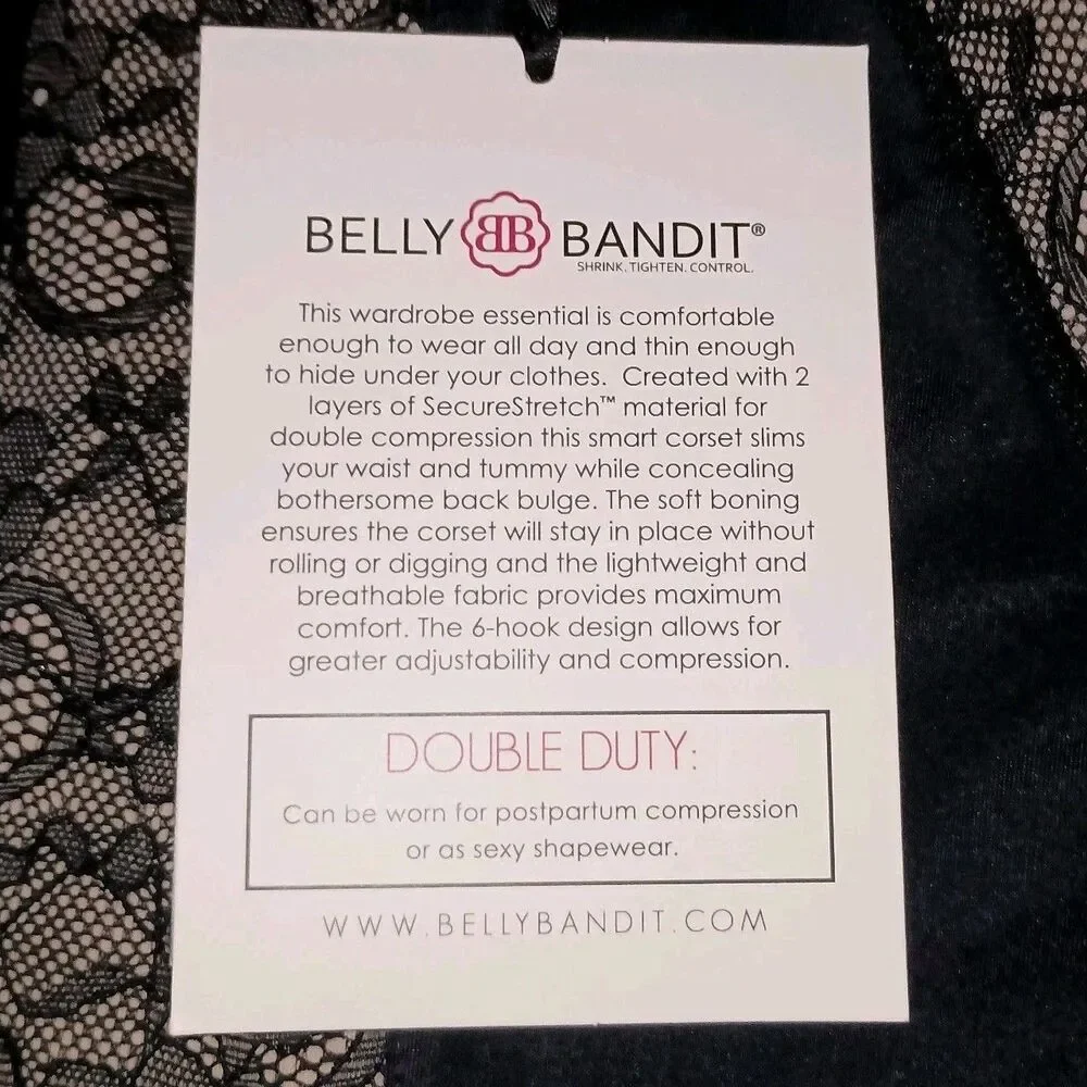 Belly Bandit Mother Tucker Corset Womens XL Extra Large Slimming Shapewear Black